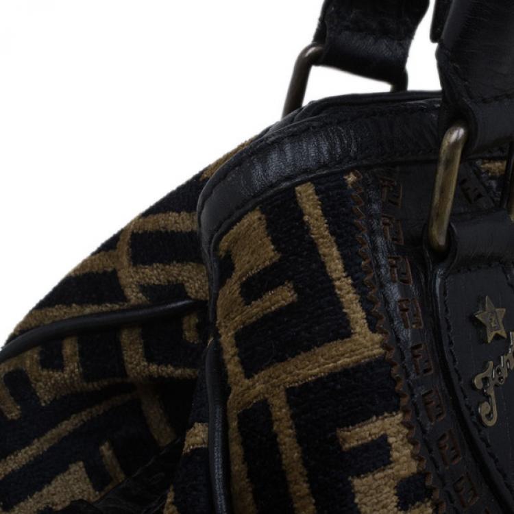 Pre Owned Fendi Velour Zucca De Jour Tote