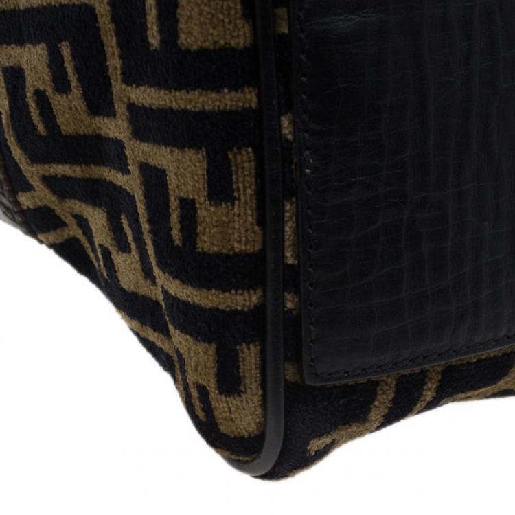 Pre Owned Fendi Velour Zucca De Jour Tote