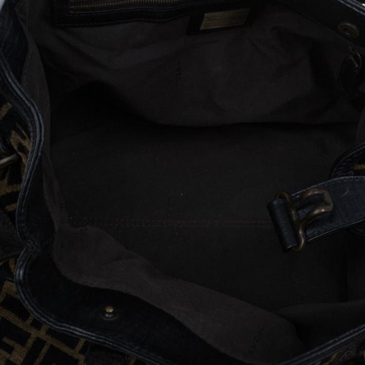 Pre Owned Fendi Velour Zucca De Jour Tote