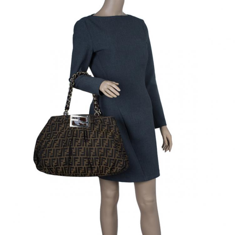 Pre Owned Fendi Zucca Monogram Canvas Mia Tote