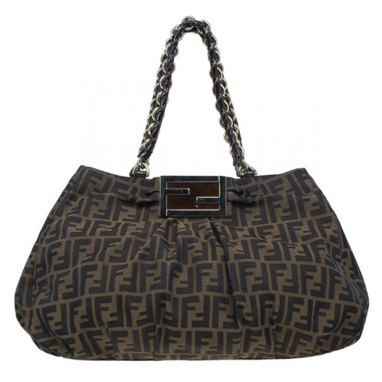 Pre Owned Fendi Zucca Monogram Canvas Mia Tote