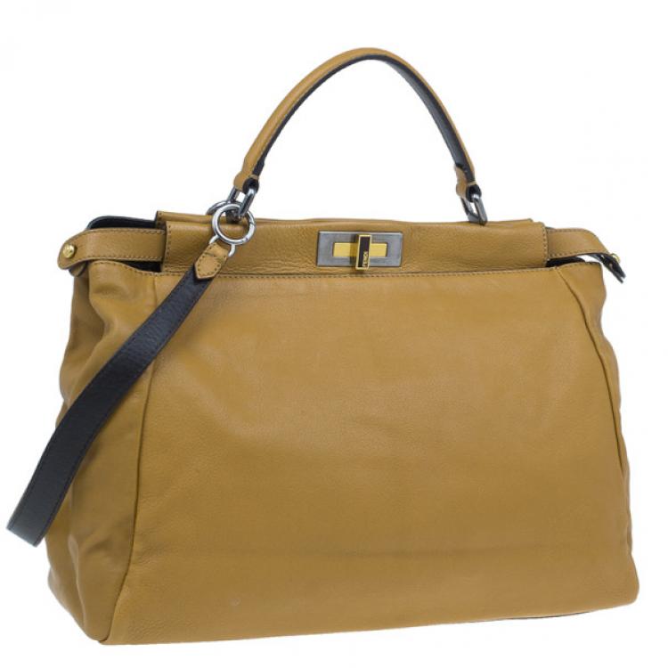 Pre Owned Fendi Brown Large Peekaboo Tote