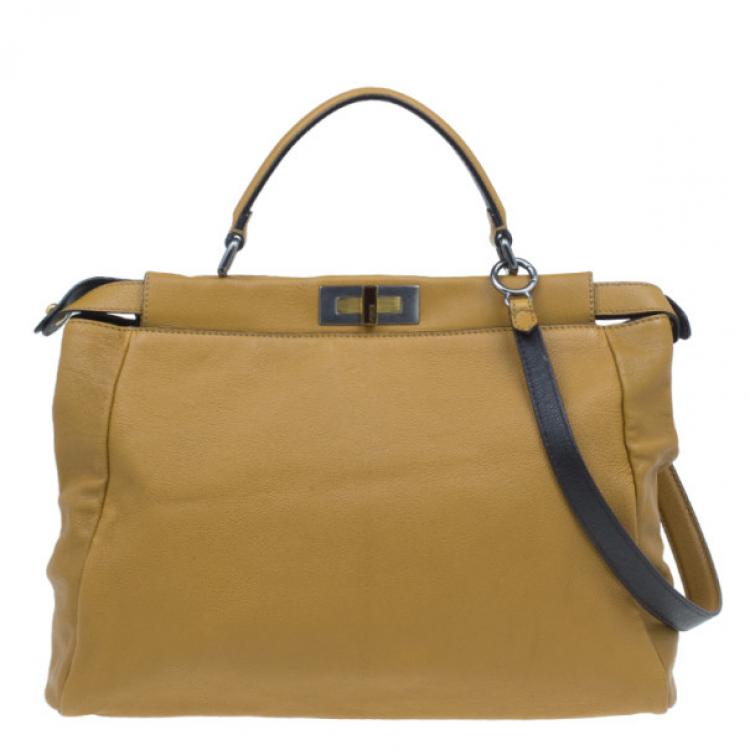 Pre Owned Fendi Brown Large Peekaboo Tote