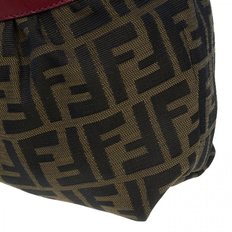 Pre Owned Fendi Tobacco/Red Zucca Canvas Chef Shoulder Bag