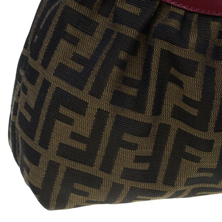 Pre Owned Fendi Tobacco/Red Zucca Canvas Chef Shoulder Bag