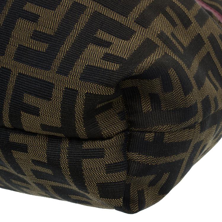 Pre Owned Fendi Tobacco/Red Zucca Canvas Chef Shoulder Bag