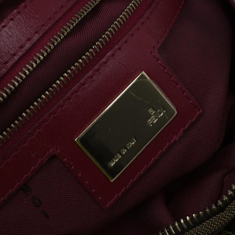Pre Owned Fendi Tobacco/Red Zucca Canvas Chef Shoulder Bag