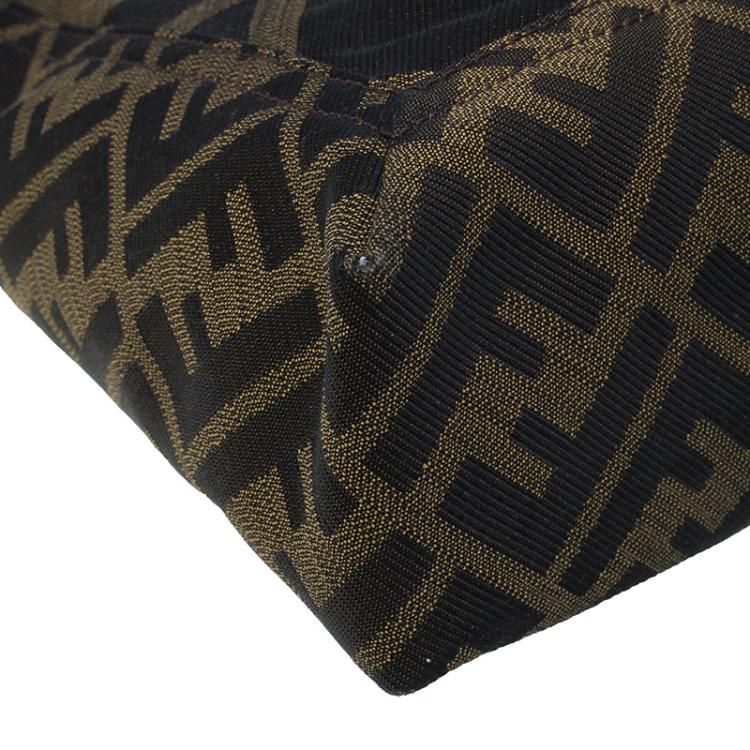 Pre Owned Fendi Brown Zucca Canvas Maxi Baguette Shoulder Bag