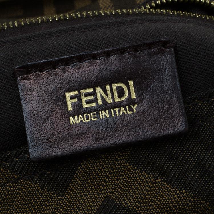 Pre Owned Fendi Brown Zucca Canvas Maxi Baguette Shoulder Bag