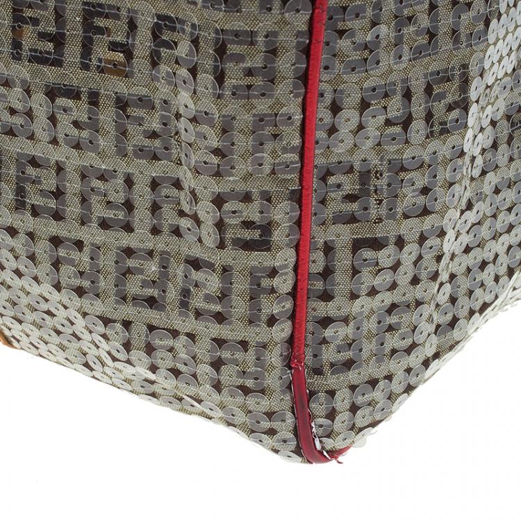 Pre Owned Fendi Multicolor Zucchino Canvas/Sequin Overnight Duffel Bag
