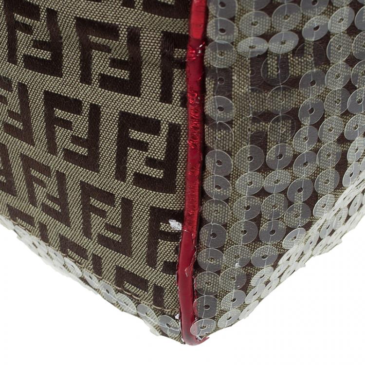 Pre Owned Fendi Multicolor Zucchino Canvas/Sequin Overnight Duffel Bag