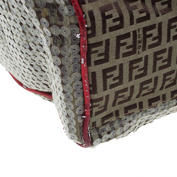 Pre Owned Fendi Multicolor Zucchino Canvas/Sequin Overnight Duffel Bag