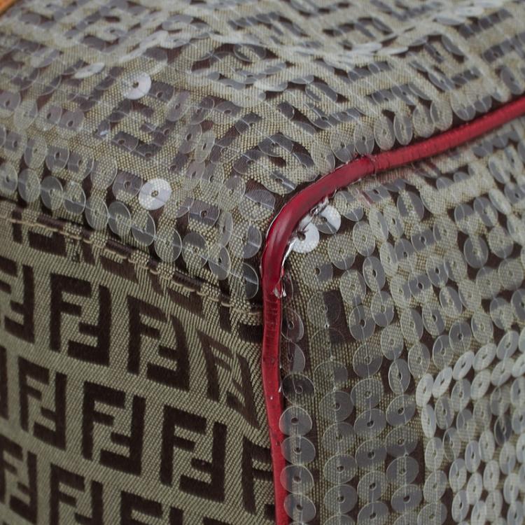 Pre Owned Fendi Multicolor Zucchino Canvas/Sequin Overnight Duffel Bag