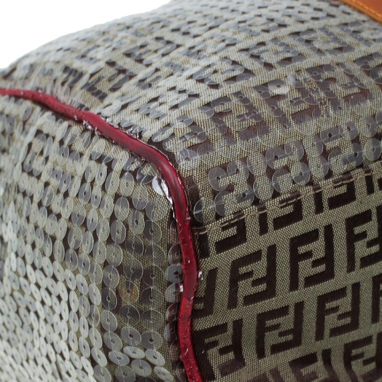 Pre Owned Fendi Multicolor Zucchino Canvas/Sequin Overnight Duffel Bag