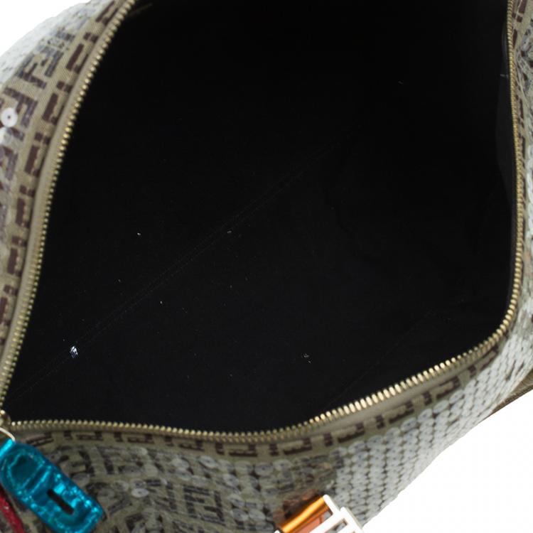 Pre Owned Fendi Multicolor Zucchino Canvas/Sequin Overnight Duffel Bag