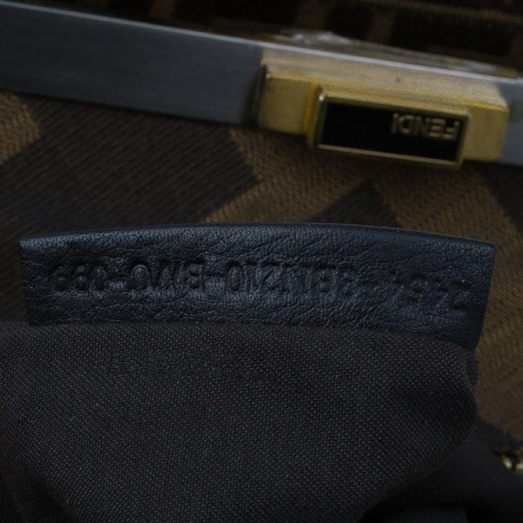 Pre Owned Fendi Black Patent Peekaboo Leopard Tote