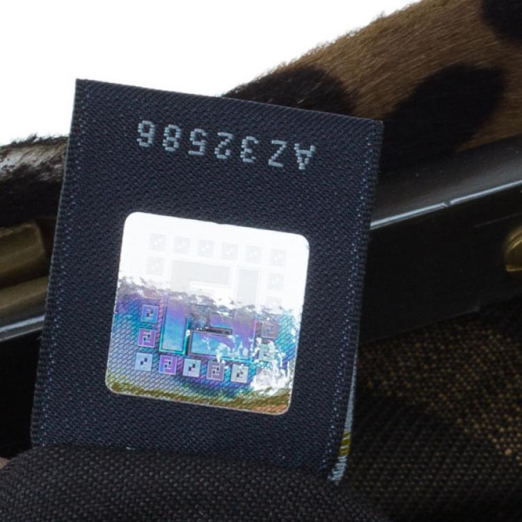 Pre Owned Fendi Black Patent Peekaboo Leopard Tote