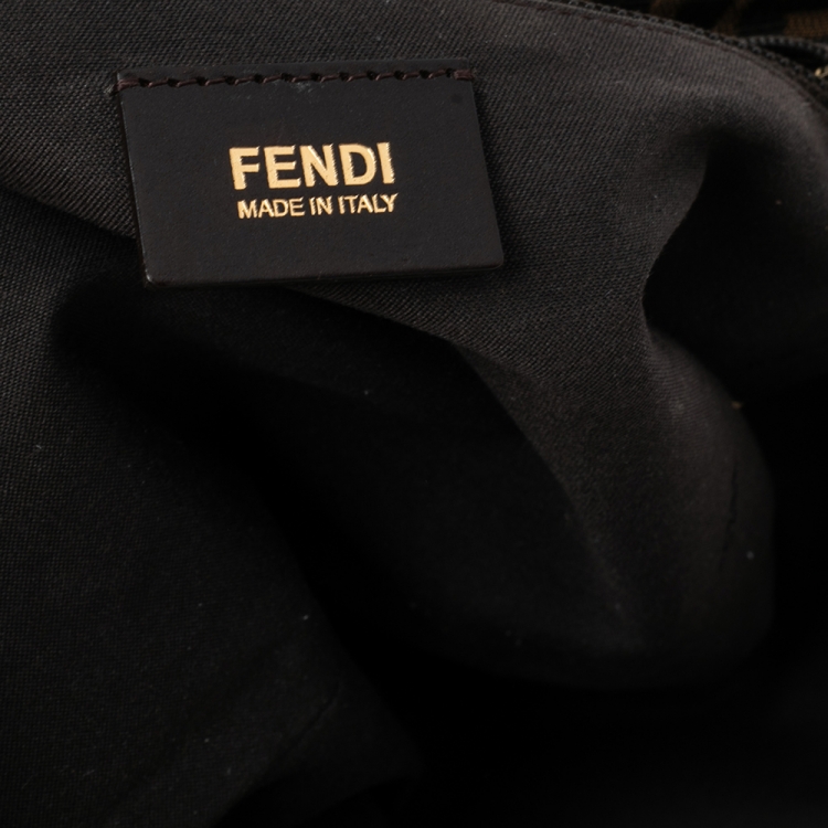 Pre Owned Fendi Tobacco Zucca Canvas and Patent Leather Mia Flap Shoulder Bag