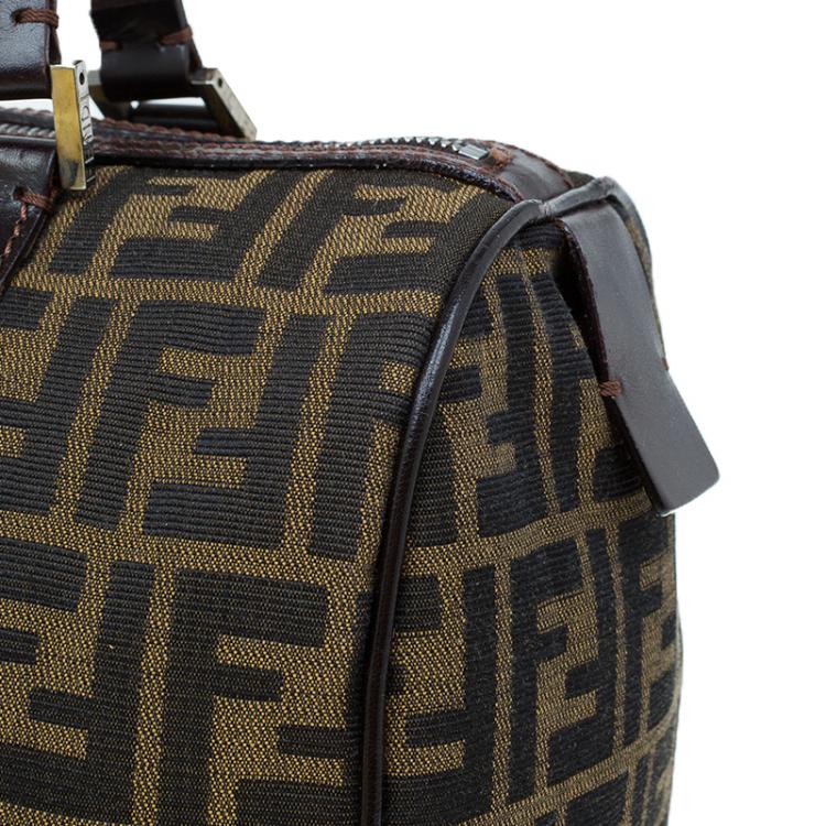 Pre Owned Fendi Tobacco Zucca Canvas Boston Bag