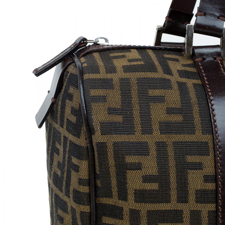 Pre Owned Fendi Tobacco Zucca Canvas Boston Bag