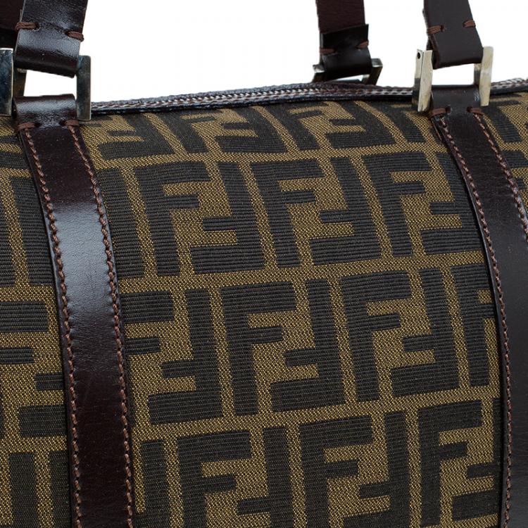 Pre Owned Fendi Tobacco Zucca Canvas Boston Bag