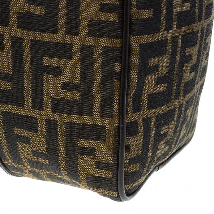 Pre Owned Fendi Tobacco Zucca Canvas Boston Bag