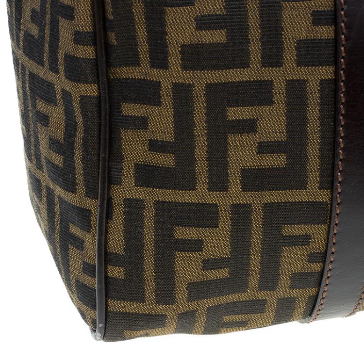 Pre Owned Fendi Tobacco Zucca Canvas Boston Bag