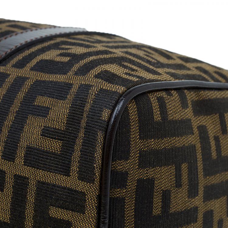 Pre Owned Fendi Tobacco Zucca Canvas Boston Bag