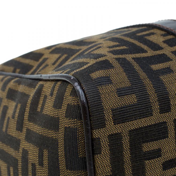 Pre Owned Fendi Tobacco Zucca Canvas Boston Bag