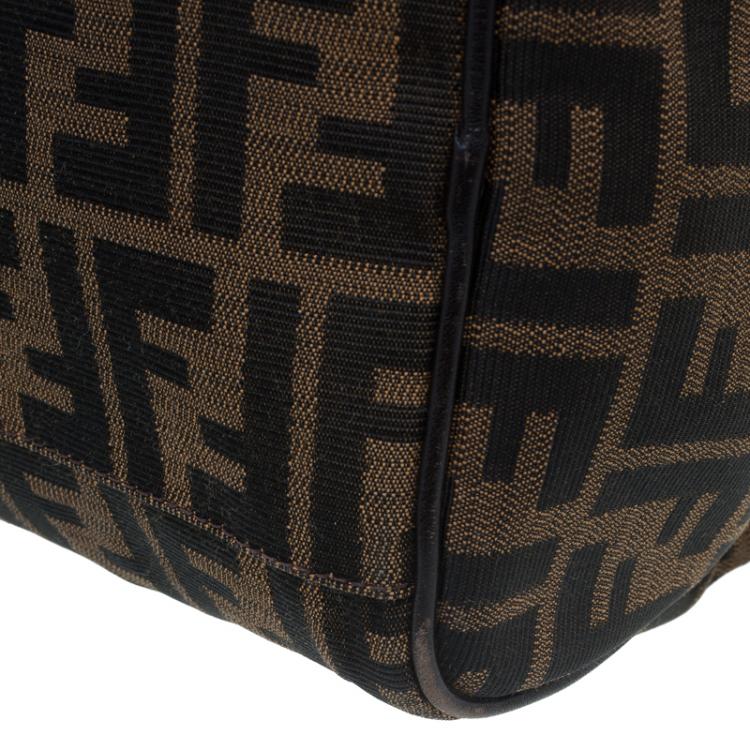 Pre Owned Fendi Tobacco Zucca Canvas Medium Boston Bag