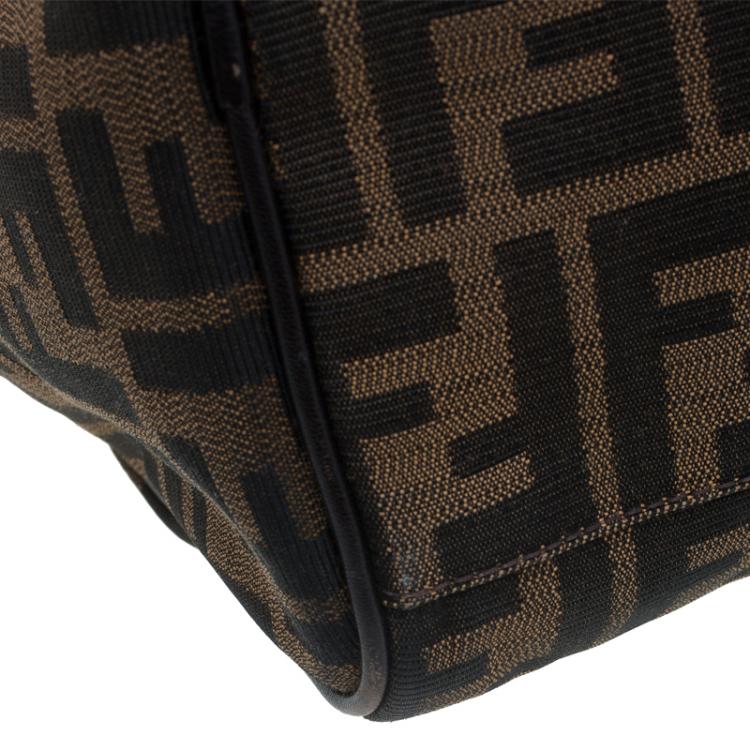 Pre Owned Fendi Tobacco Zucca Canvas Medium Boston Bag