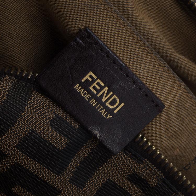 Pre Owned Fendi Tobacco Zucca Canvas Medium Boston Bag
