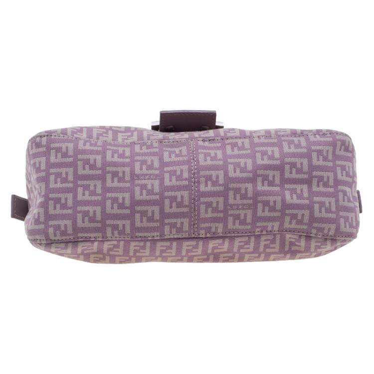Pre Owned Fendi Purple Zucchino Canvas Mini Shoulder Bag