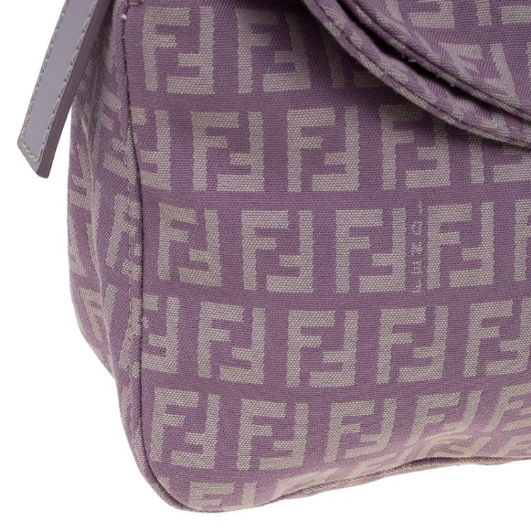 Pre Owned Fendi Purple Zucchino Canvas Mini Shoulder Bag