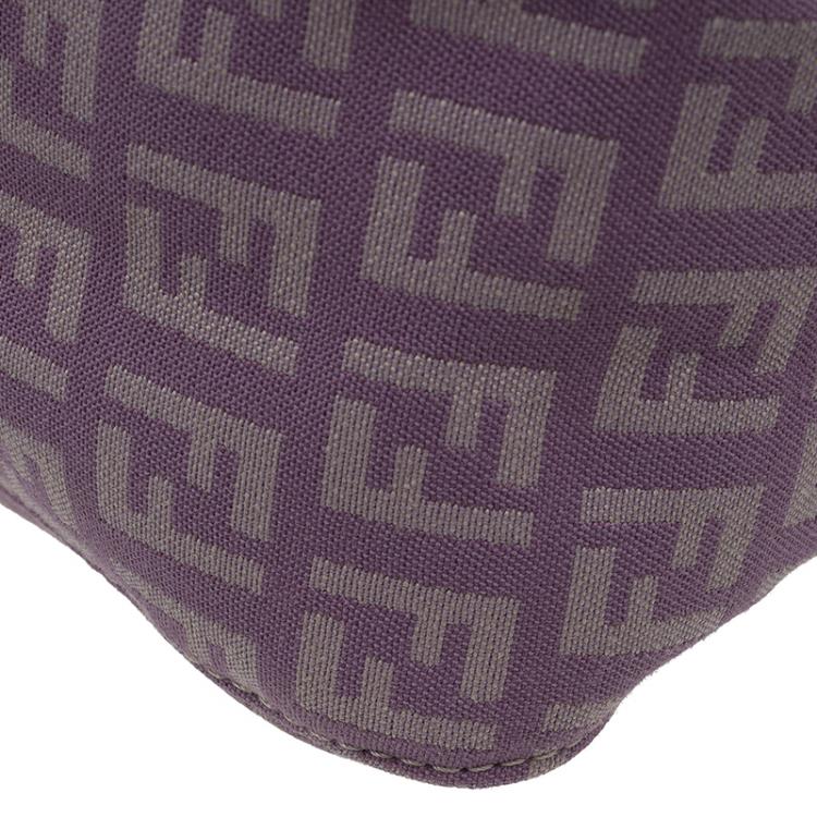 Pre Owned Fendi Purple Zucchino Canvas Mini Shoulder Bag