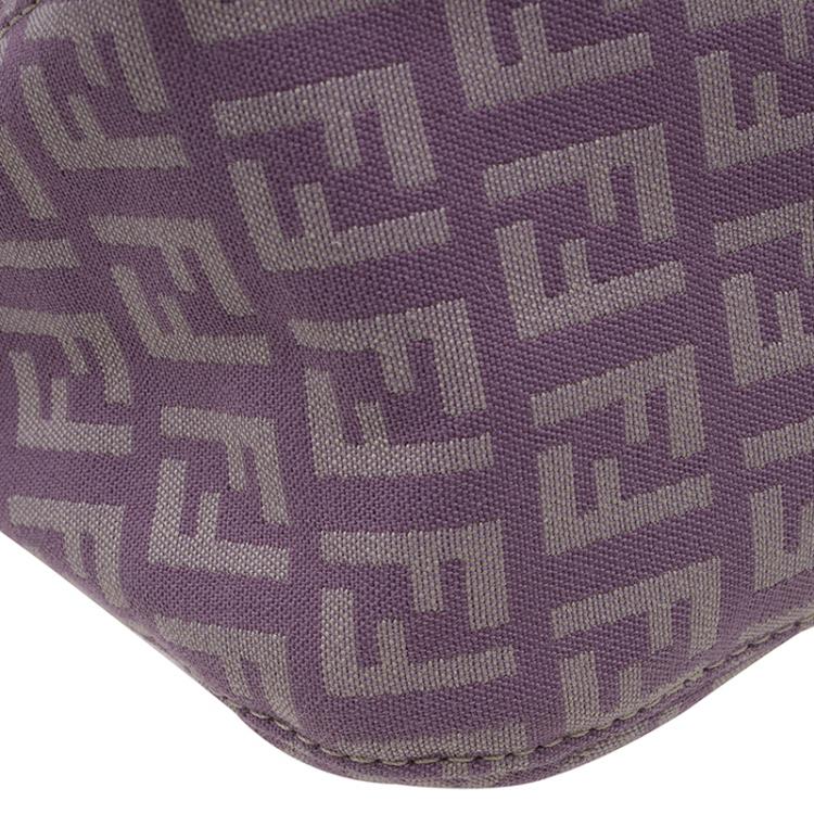 Pre Owned Fendi Purple Zucchino Canvas Mini Shoulder Bag