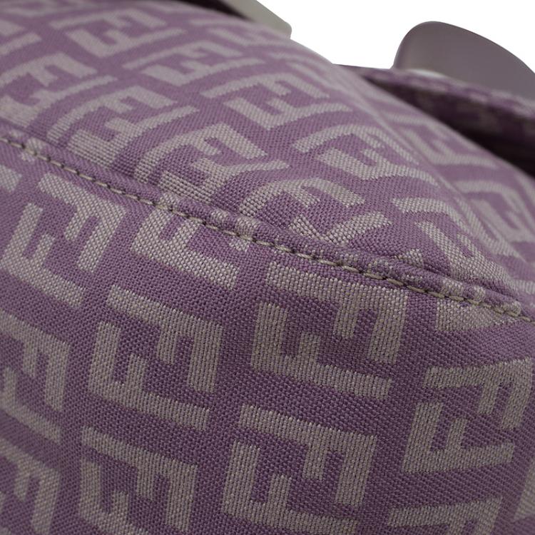 Pre Owned Fendi Purple Zucchino Canvas Mini Shoulder Bag