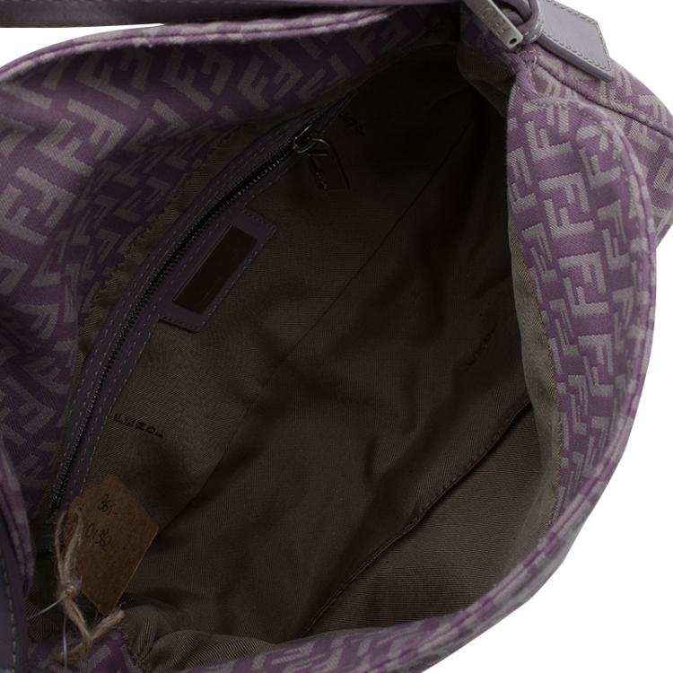 Pre Owned Fendi Purple Zucchino Canvas Mini Shoulder Bag