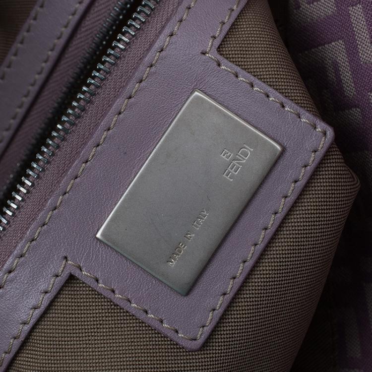 Pre Owned Fendi Purple Zucchino Canvas Mini Shoulder Bag