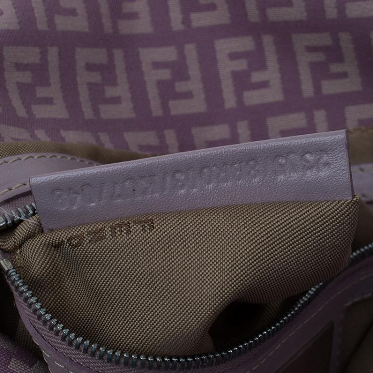 Pre Owned Fendi Purple Zucchino Canvas Mini Shoulder Bag