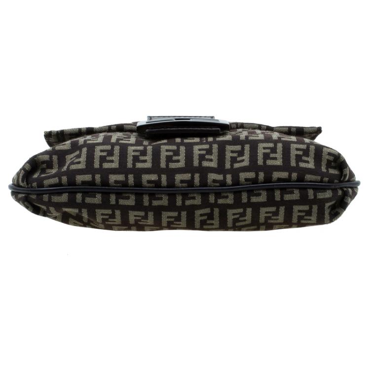 Pre Owned Fendi Brown Zucchino Canvas Crossbody Bag