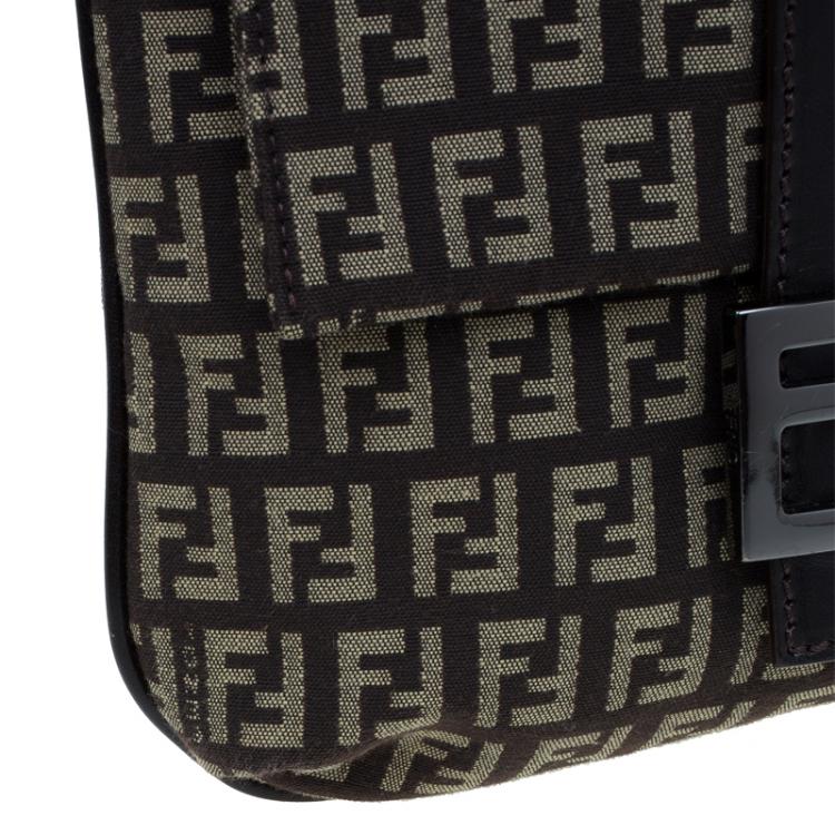 Pre Owned Fendi Brown Zucchino Canvas Crossbody Bag