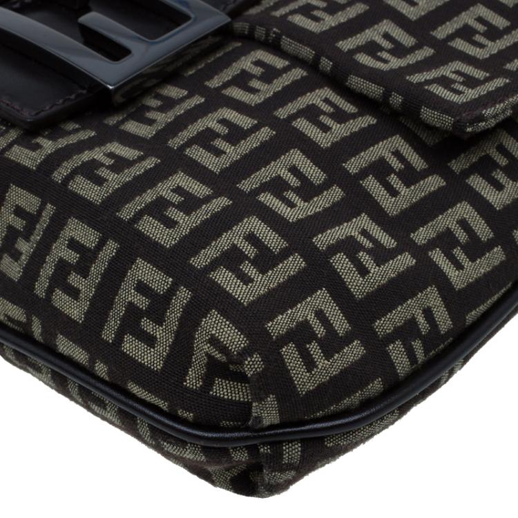 Pre Owned Fendi Brown Zucchino Canvas Crossbody Bag