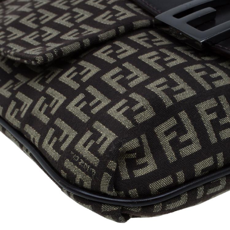 Pre Owned Fendi Brown Zucchino Canvas Crossbody Bag