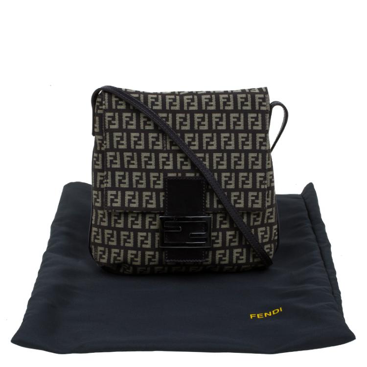 Pre Owned Fendi Brown Zucchino Canvas Crossbody Bag