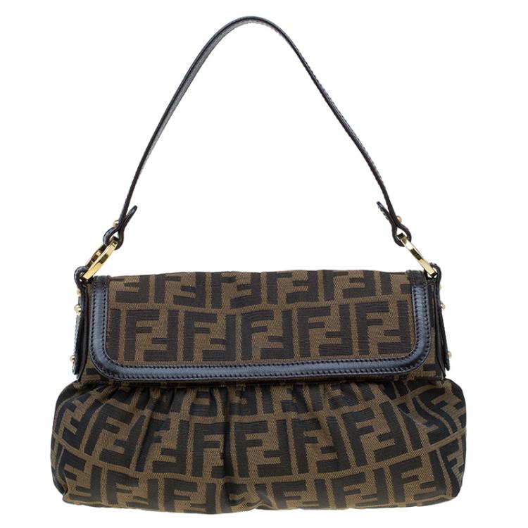 Pre Owned Fendi Tobacco Zucca Canvas Chef Shoulder Bag
