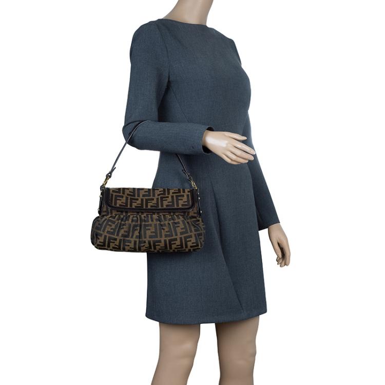 Pre Owned Fendi Tobacco Zucca Canvas Chef Shoulder Bag
