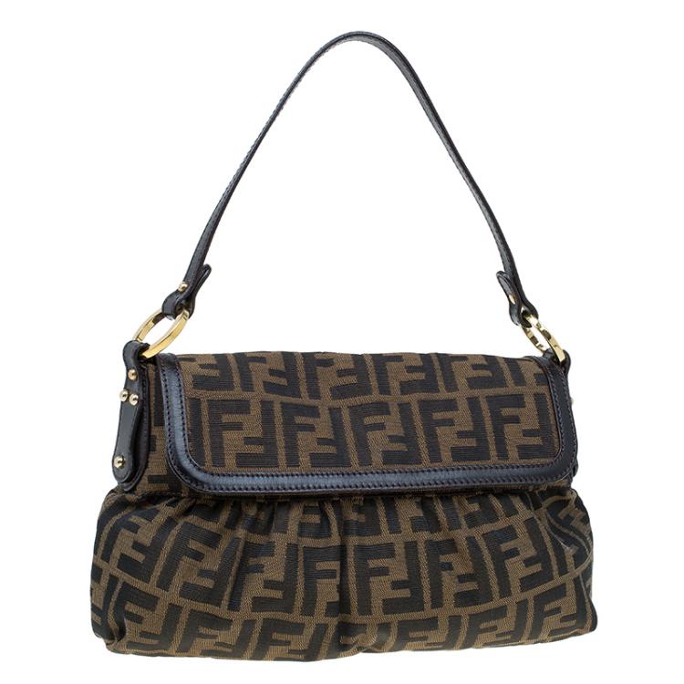 Pre Owned Fendi Tobacco Zucca Canvas Chef Shoulder Bag