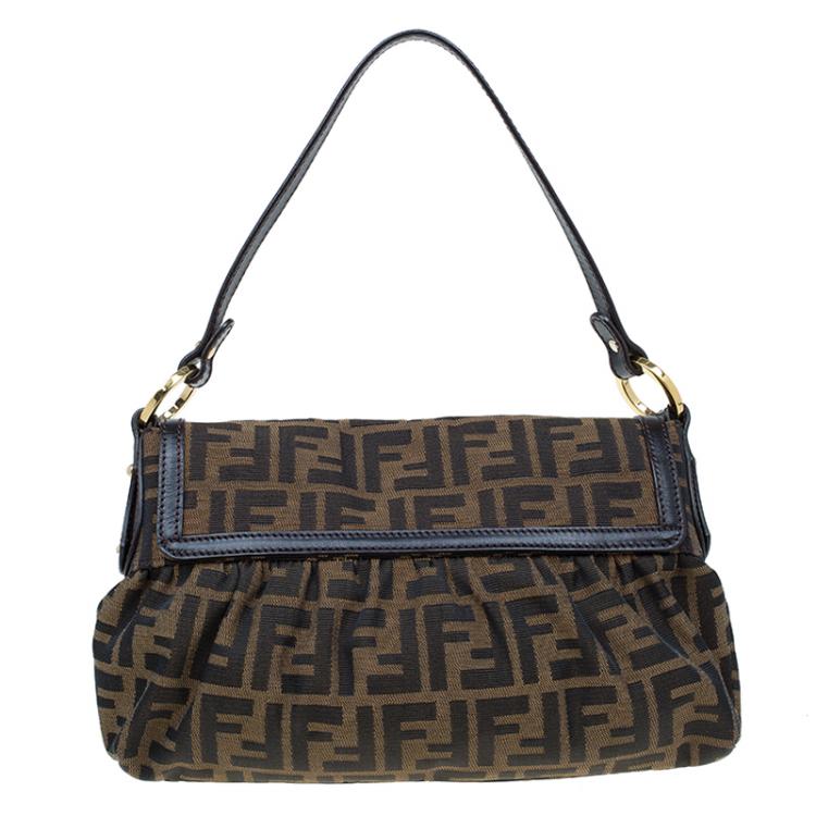 Pre Owned Fendi Tobacco Zucca Canvas Chef Shoulder Bag