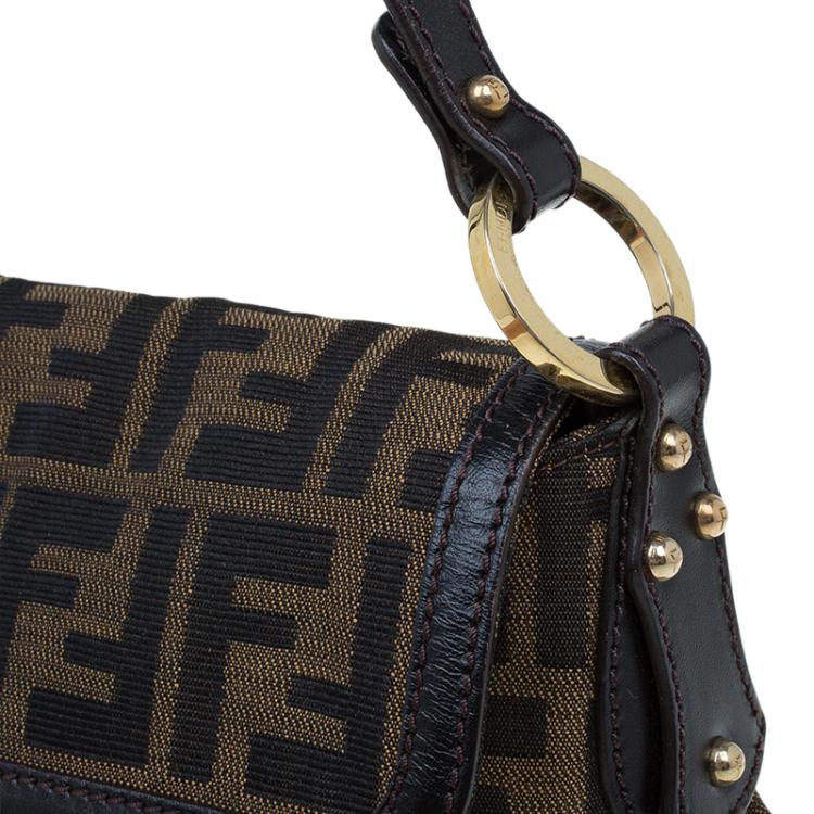 Pre Owned Fendi Tobacco Zucca Canvas Chef Shoulder Bag